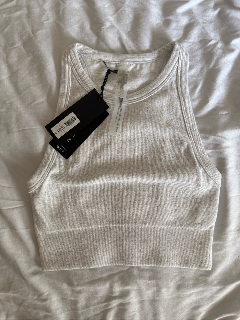 Aritzia Ribbed Crop Tank - Light Heather Gray